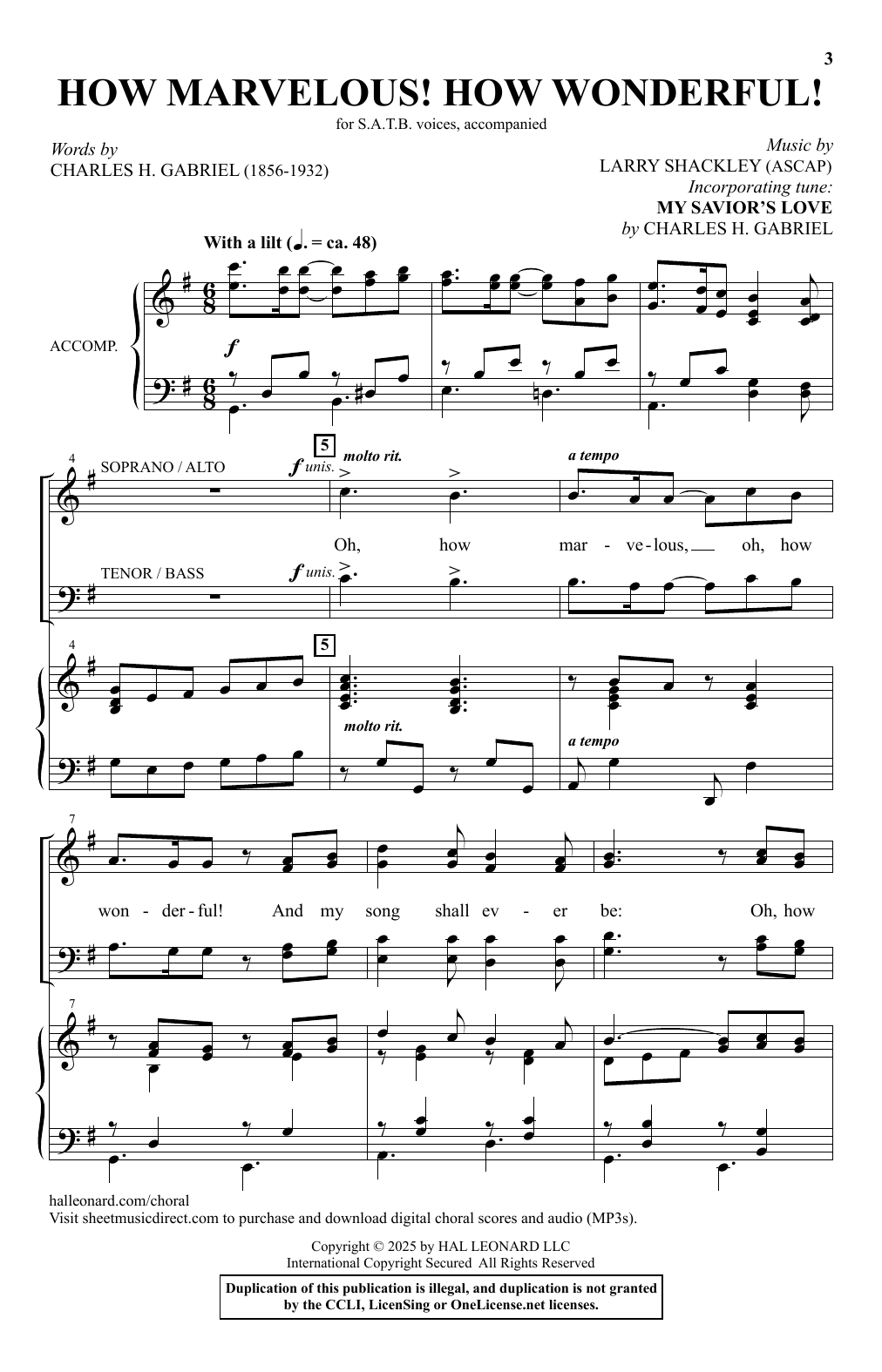 Larry Shackley How Marvelous! How Wonderful! sheet music notes and chords arranged for SATB Choir