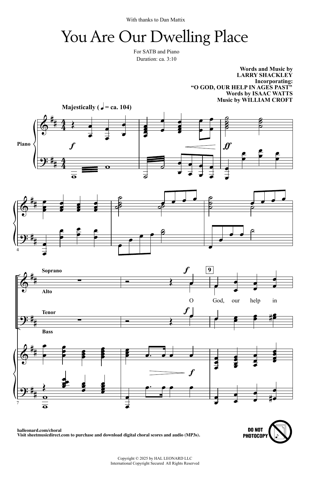 Larry Shackley You Are Our Dwelling Place sheet music notes and chords arranged for SATB Choir