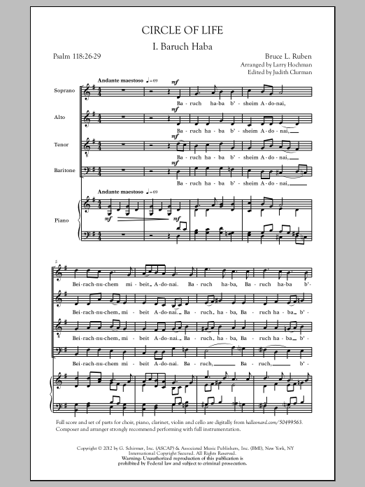 Larry Hochman Circle Of Life sheet music notes and chords arranged for SATB Choir