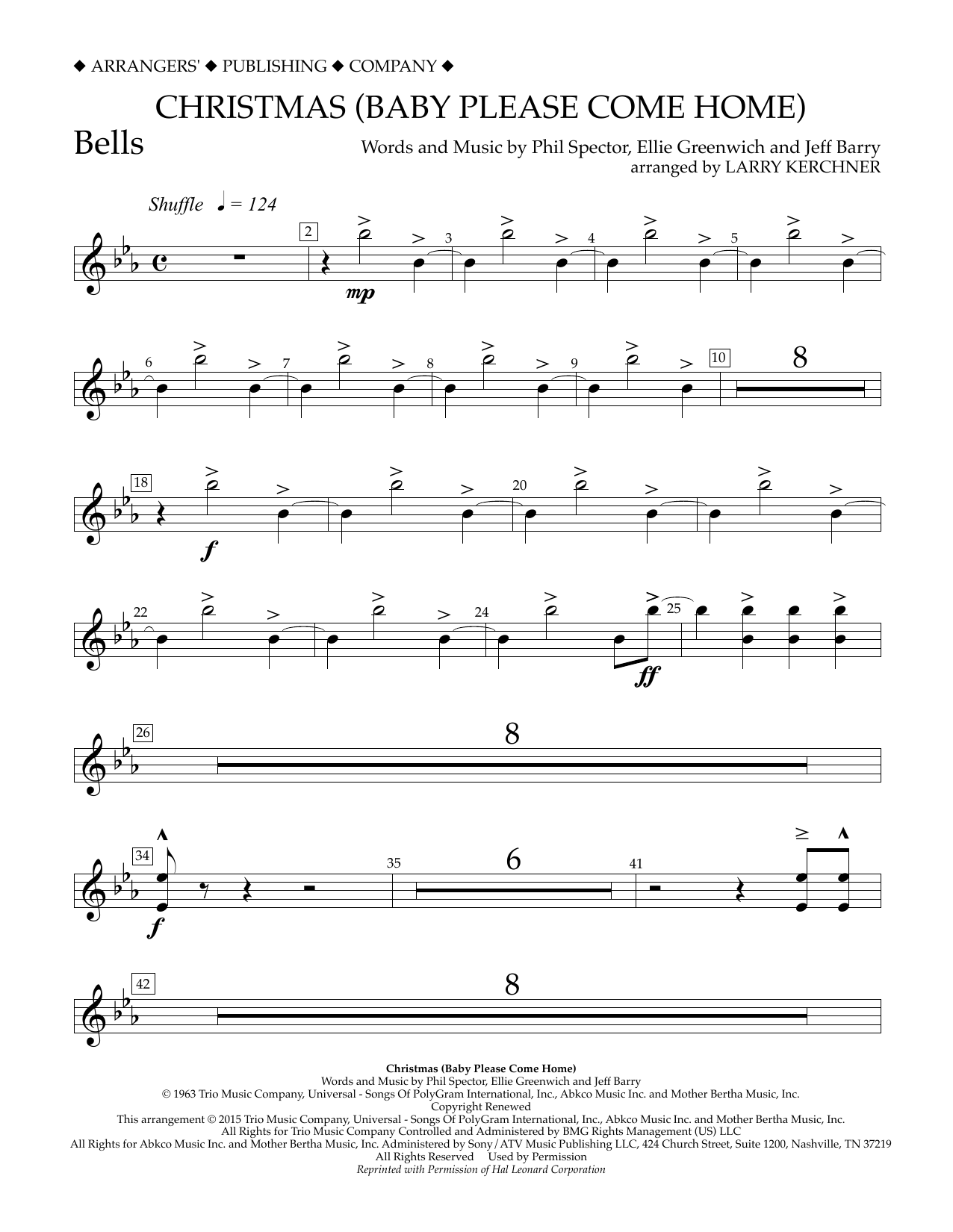 Larry Kerchner Christmas (Baby Please Come Home) - Bells sheet music notes and chords arranged for Concert Band