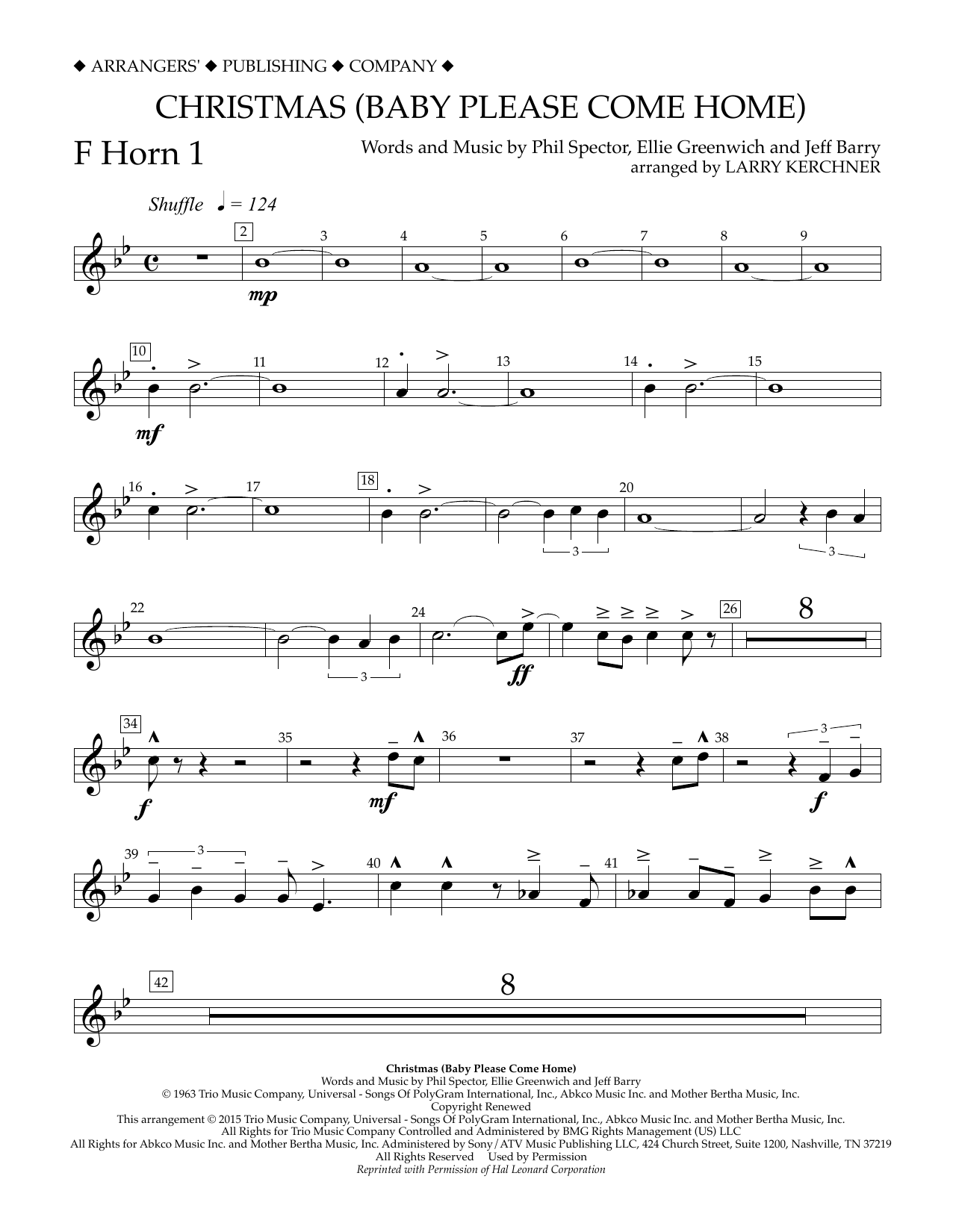 Larry Kerchner Christmas (Baby Please Come Home) - F Horn 1 sheet music notes and chords arranged for Concert Band