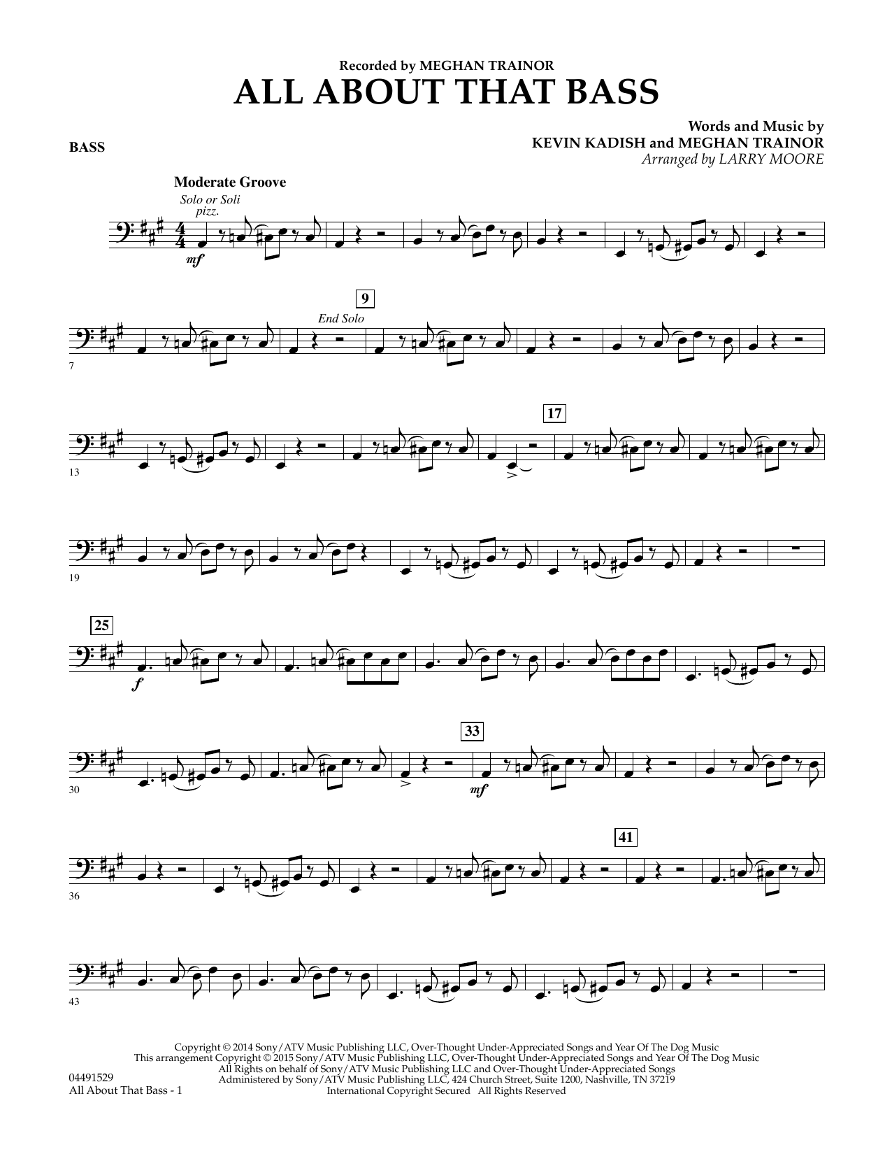 Larry Moore All About That Bass - Bass sheet music notes and chords arranged for Orchestra
