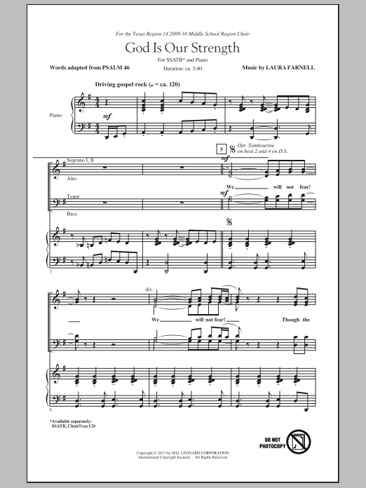 Laura Farnell God Is Our Strength sheet music notes and chords arranged for SATB Choir
