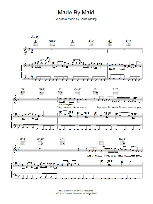 Laura Marling Made By Maid sheet music notes and chords arranged for Piano, Vocal & Guitar Chords