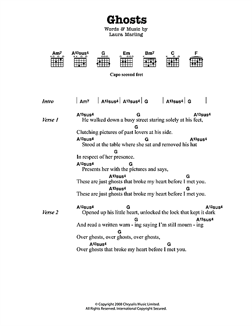 Laura Marling Ghosts sheet music notes and chords arranged for Guitar Chords/Lyrics