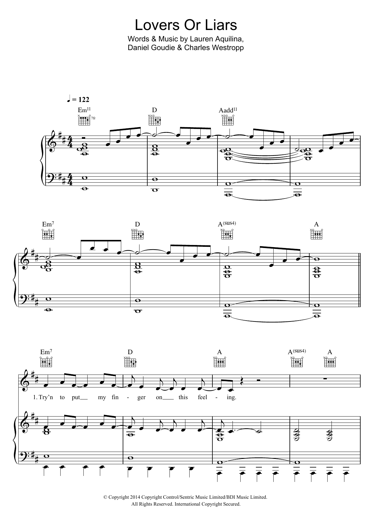 Lauren Aquilina Lovers Or Liars sheet music notes and chords arranged for Piano, Vocal & Guitar Chords