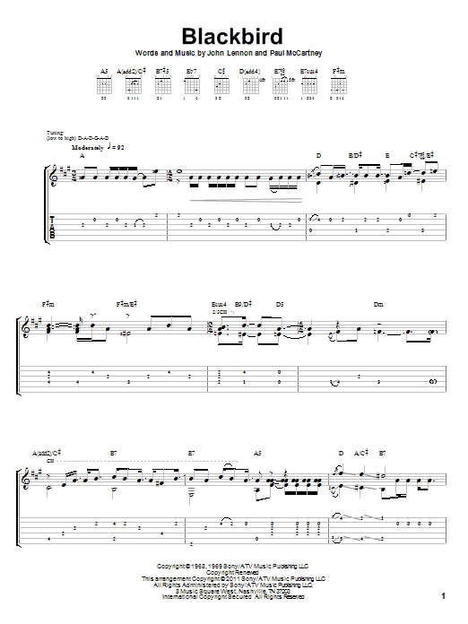 Laurence Juber Blackbird sheet music notes and chords arranged for Solo Guitar