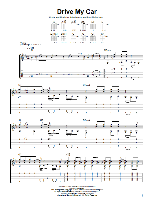 Laurence Juber Drive My Car sheet music notes and chords arranged for Solo Guitar