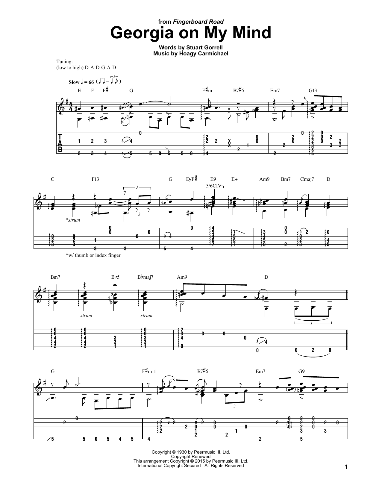 Laurence Juber Georgia On My Mind sheet music notes and chords arranged for Solo Guitar