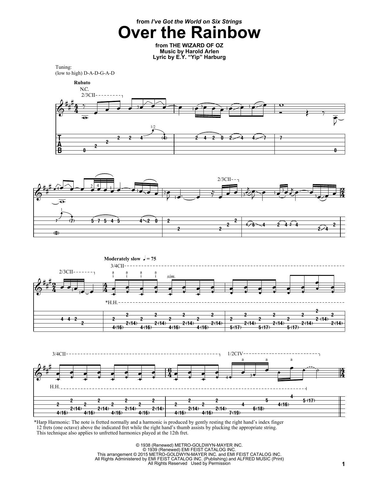 Laurence Juber Over The Rainbow sheet music notes and chords arranged for Solo Guitar
