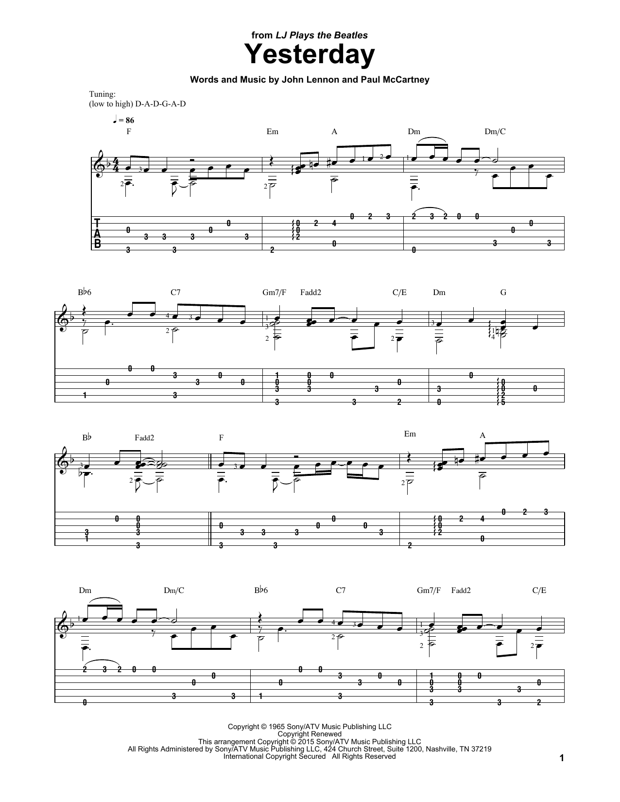 Laurence Juber Yesterday sheet music notes and chords arranged for Solo Guitar