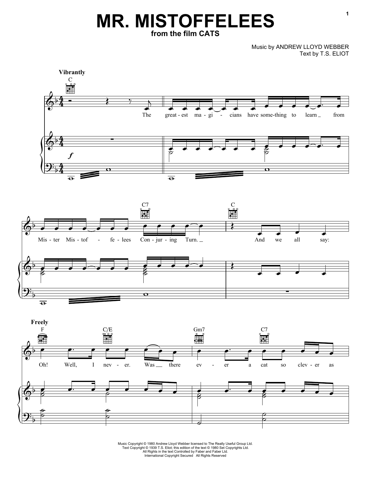Laurie Davidson Mr. Mistoffelees (from the Motion Picture Cats) sheet music notes and chords arranged for Easy Piano