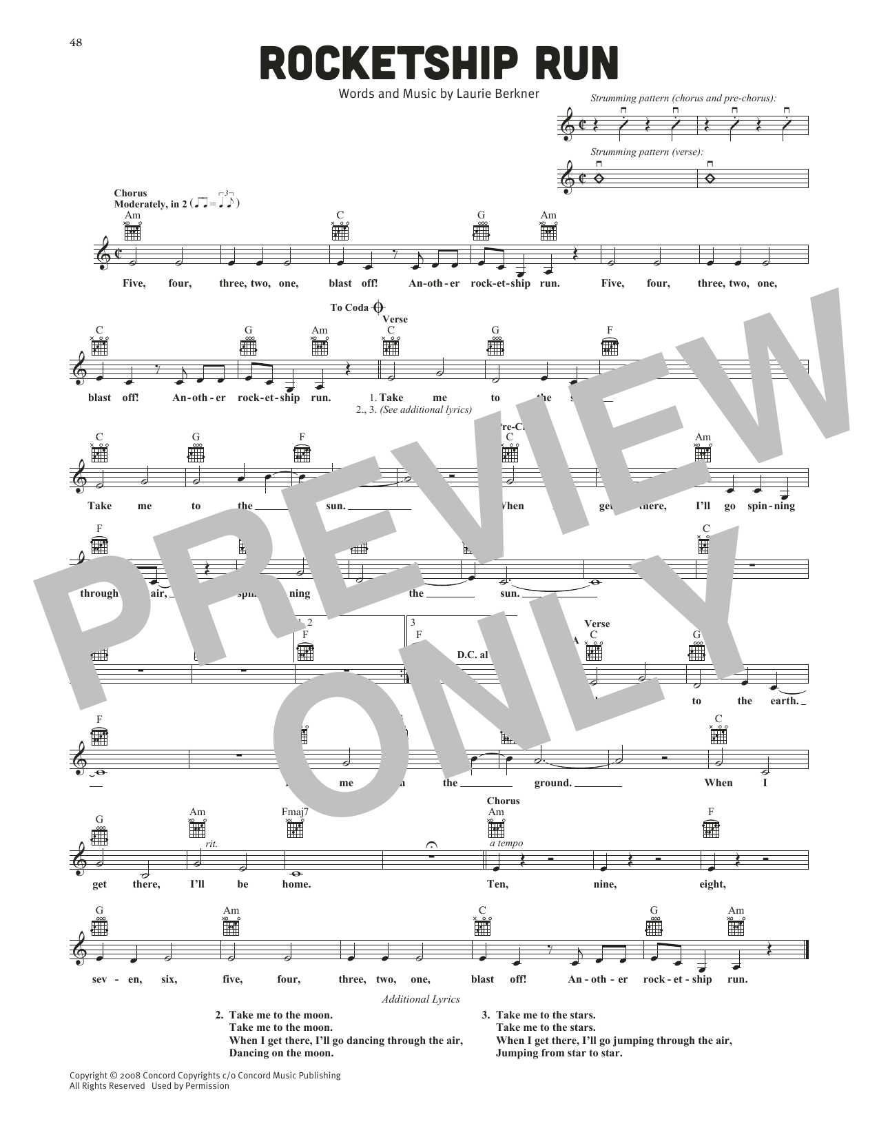 Laurissa Anne Berkner Rocketship Run sheet music notes and chords arranged for Lead Sheet / Fake Book