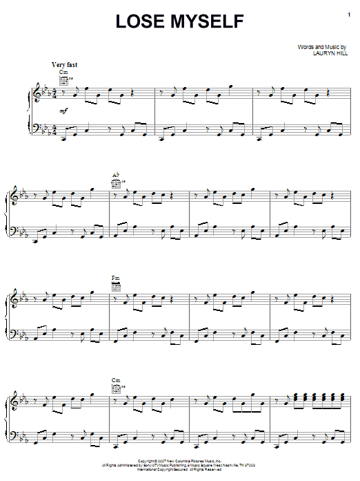 Lauryn Hill Lose Myself sheet music notes and chords arranged for Piano, Vocal & Guitar Chords (Right-Hand Melody)
