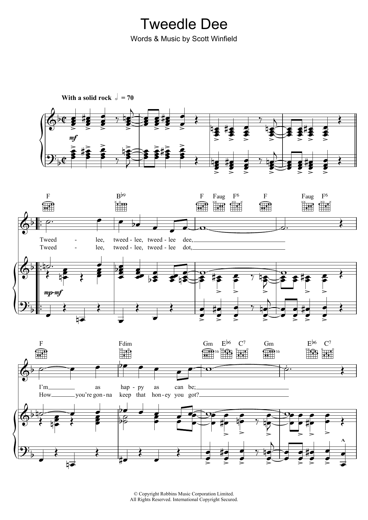 LaVern Baker Tweedle Dee sheet music notes and chords arranged for Piano, Vocal & Guitar Chords