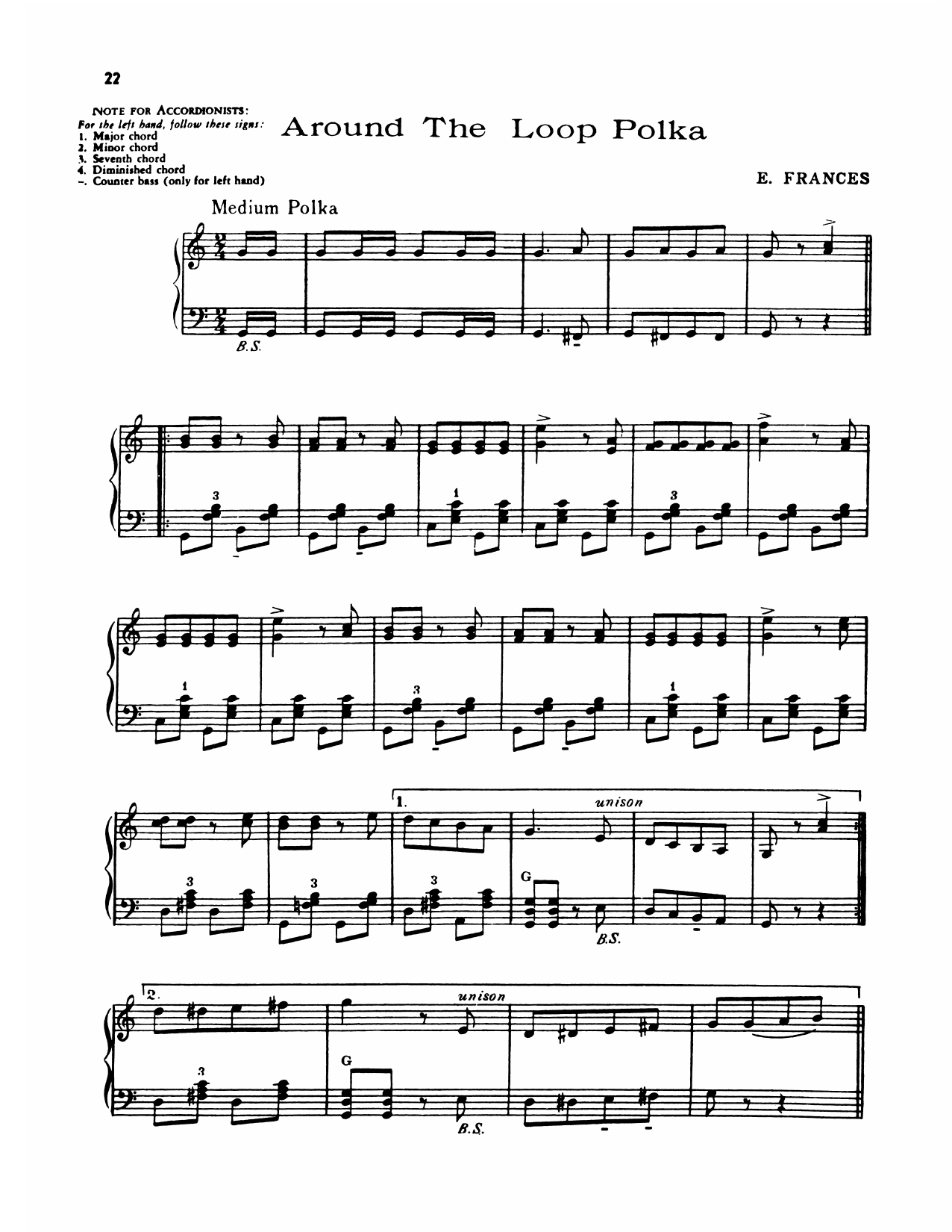 Lawrence Welk Around The Loop Polka sheet music notes and chords arranged for Piano Solo
