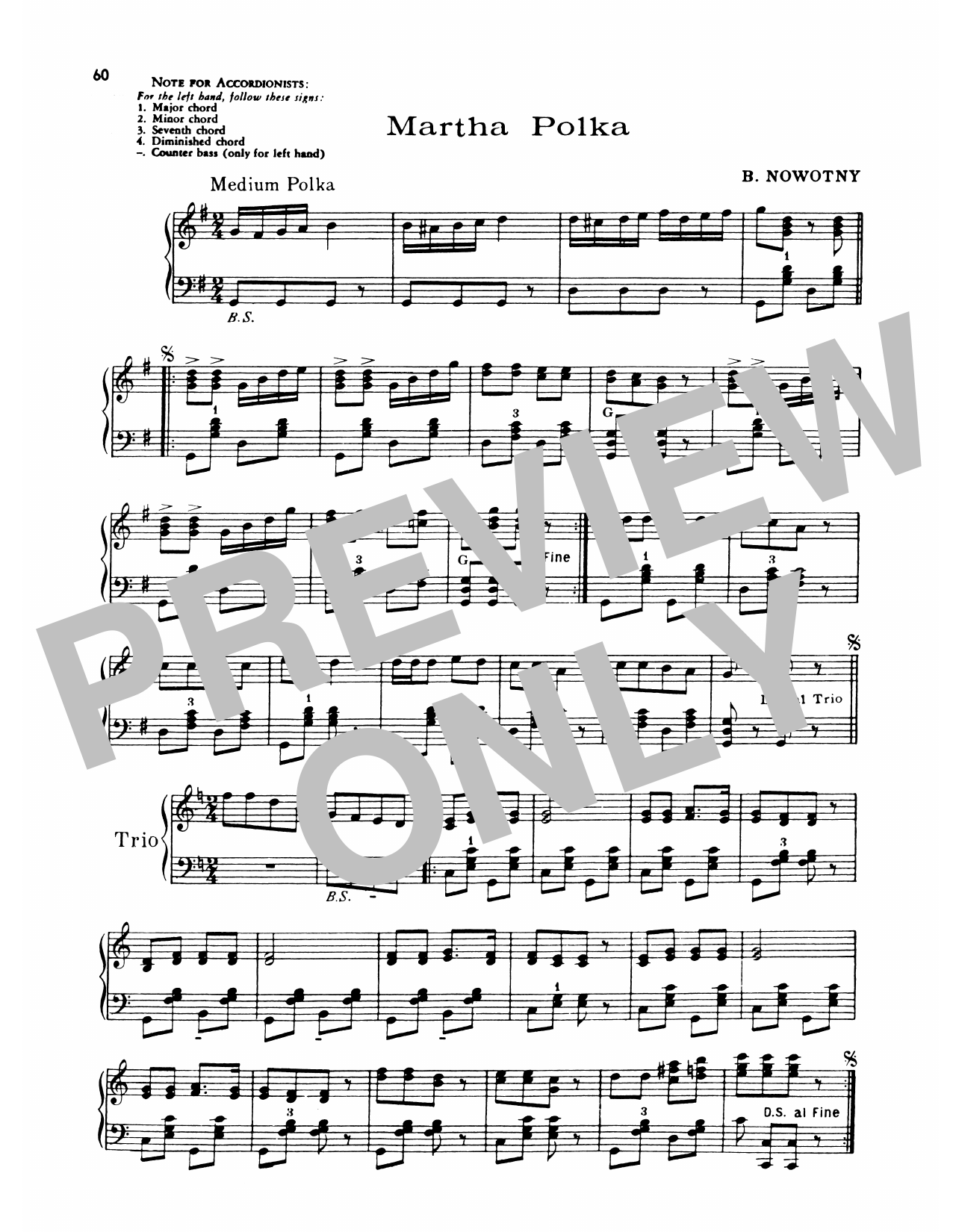 Lawrence Welk Martha Polka sheet music notes and chords arranged for Piano Solo