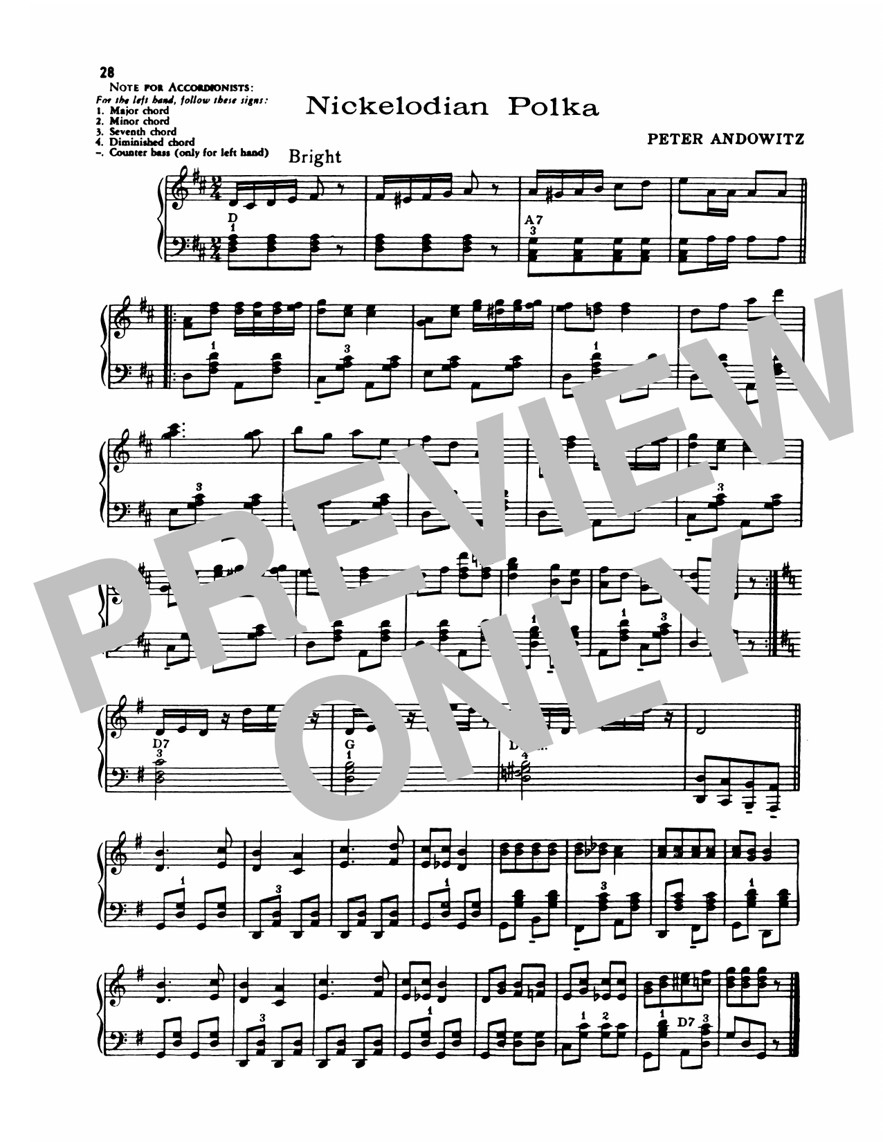 Lawrence Welk Nickelodian Polka sheet music notes and chords arranged for Piano Solo
