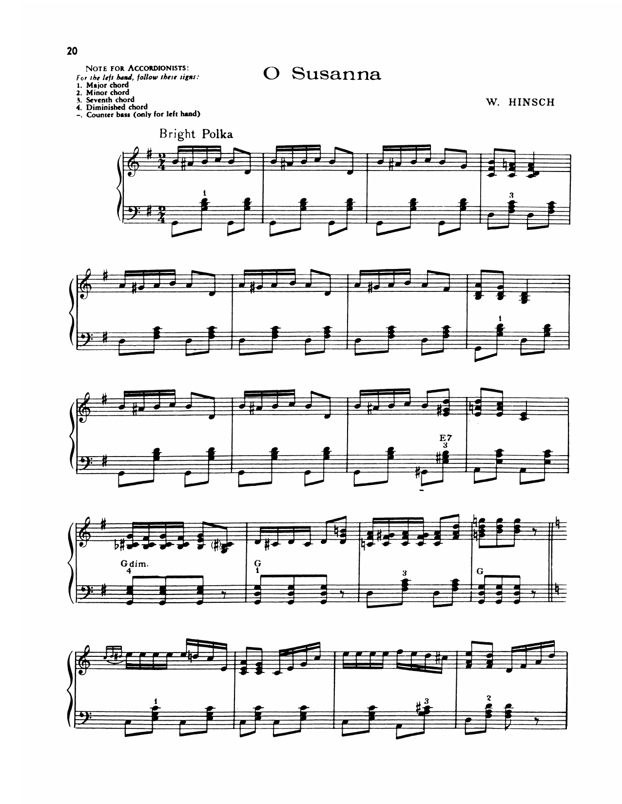 Lawrence Welk O Susanna sheet music notes and chords arranged for Piano Solo