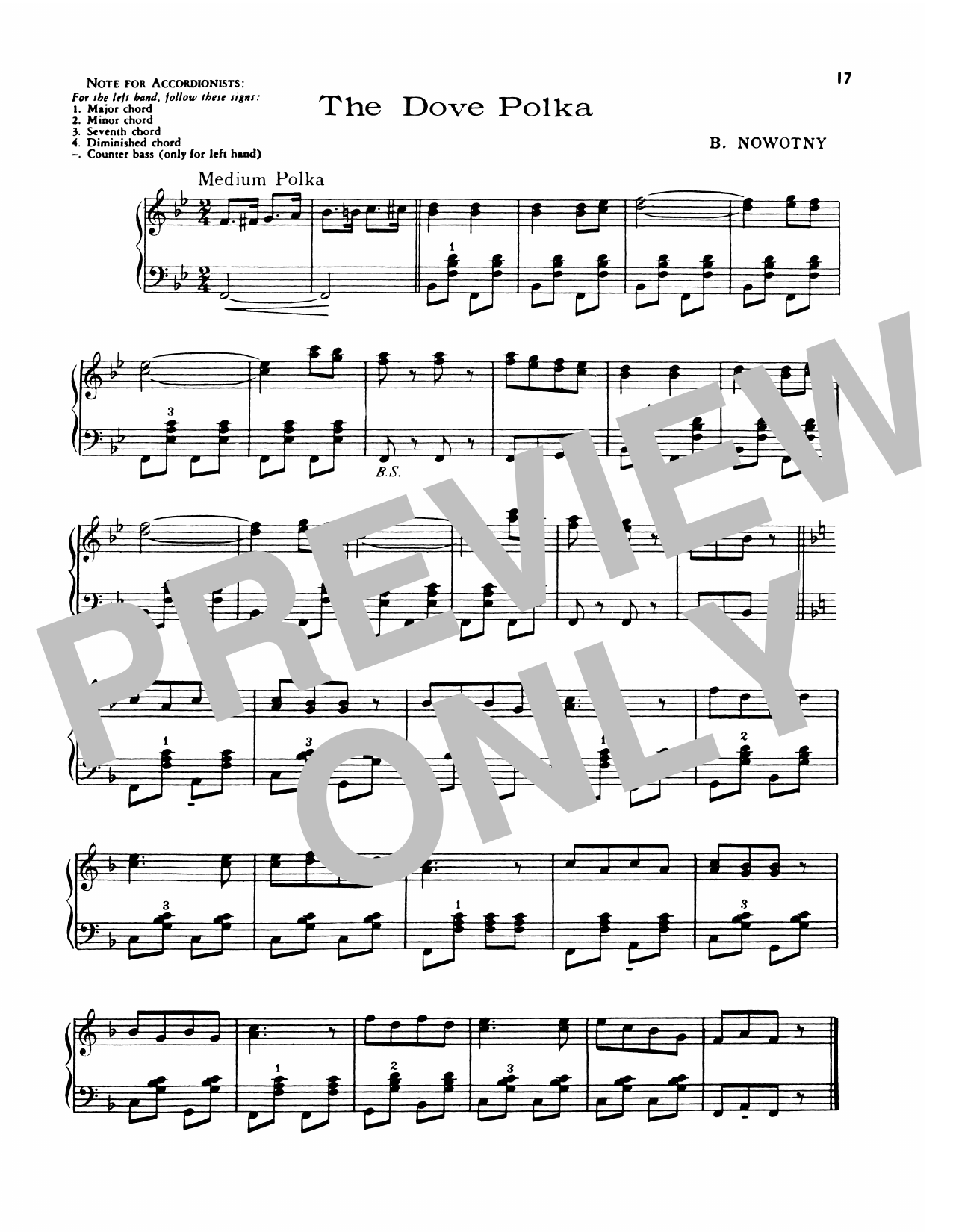 Lawrence Welk The Dove Polka sheet music notes and chords arranged for Piano Solo