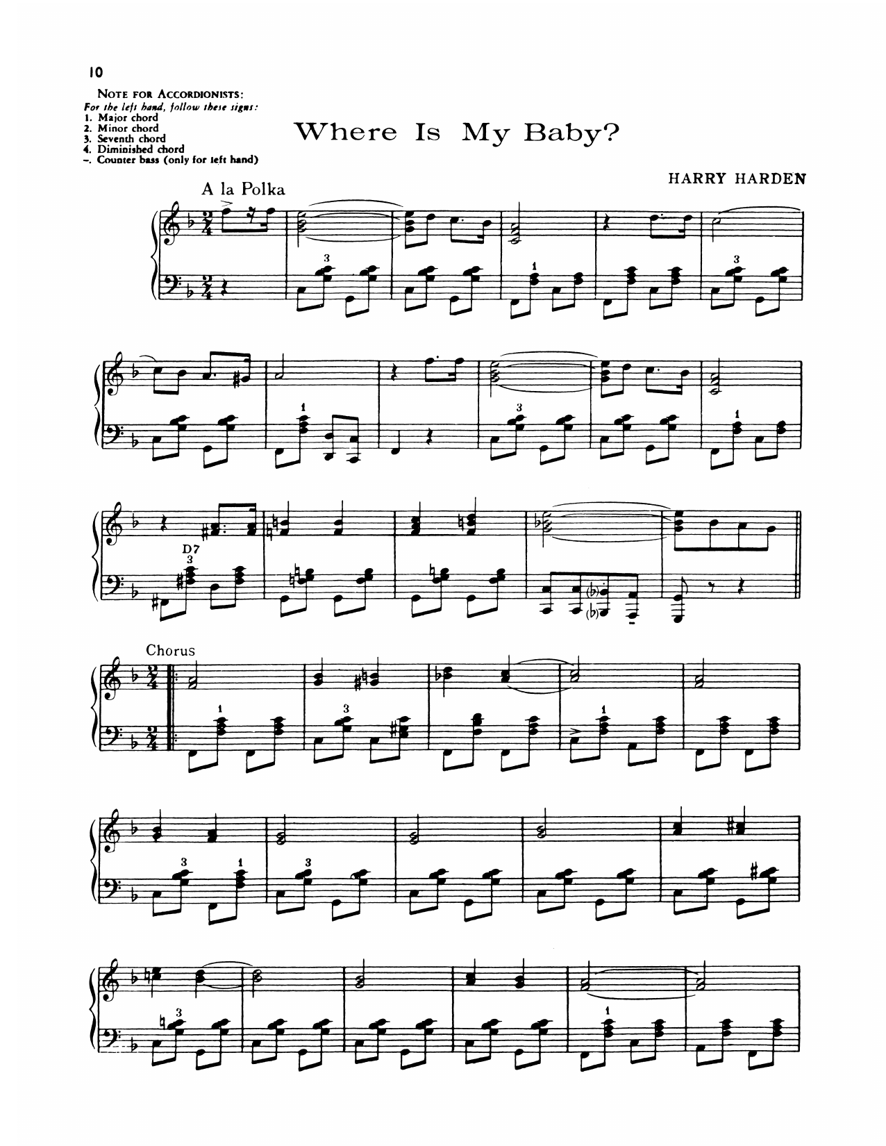 Lawrence Welk Where Is My Baby? sheet music notes and chords arranged for Piano Solo