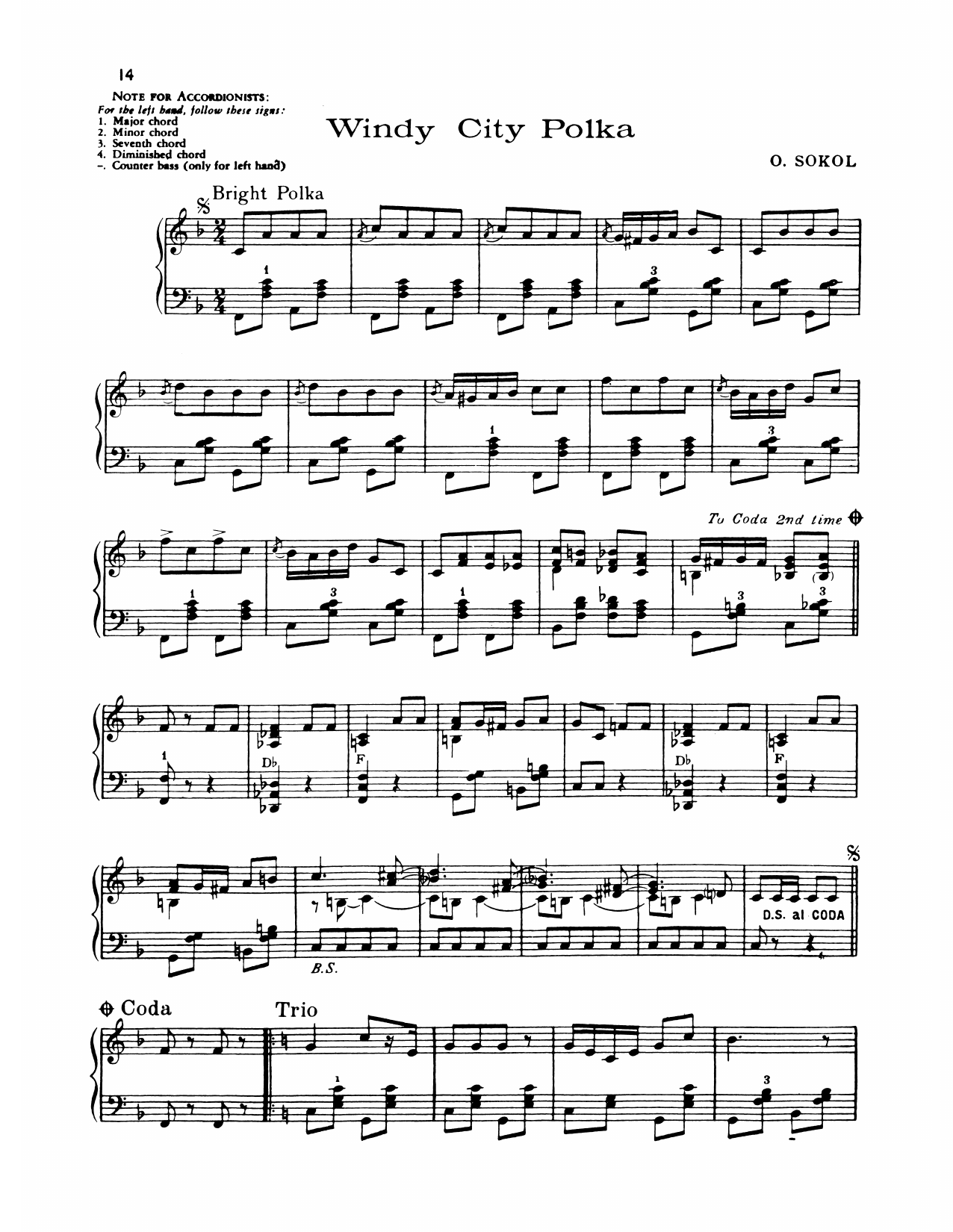 Lawrence Welk Windy City Polka sheet music notes and chords arranged for Piano Solo