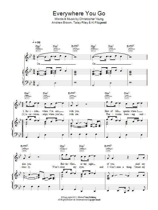 LAWSON Everywhere You Go sheet music notes and chords arranged for Piano, Vocal & Guitar Chords