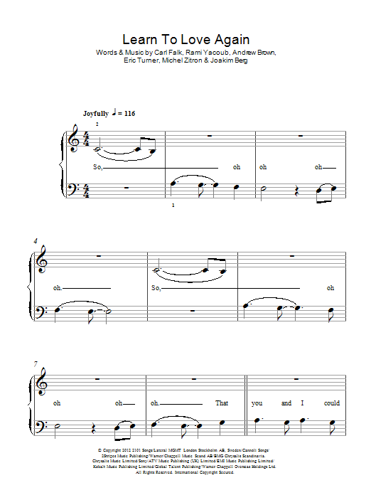 LAWSON Learn To Love Again sheet music notes and chords arranged for Piano, Vocal & Guitar Chords
