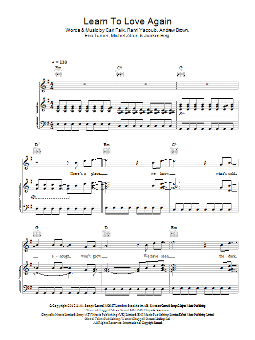 Lawson Learn To Love Again sheet music notes and chords arranged for 5-Finger Piano