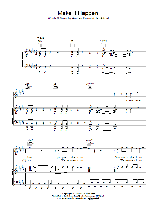LAWSON Make It Happen sheet music notes and chords arranged for Piano, Vocal & Guitar Chords