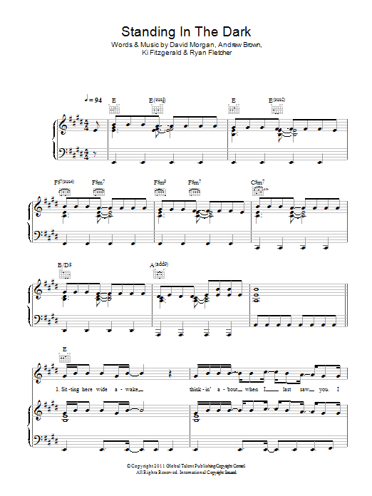 LAWSON Standing In The Dark sheet music notes and chords arranged for Piano, Vocal & Guitar Chords