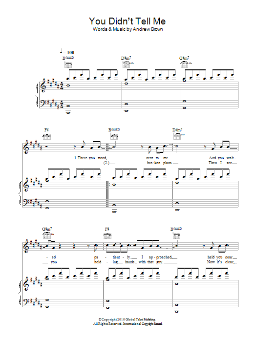 LAWSON You Didn't Tell Me sheet music notes and chords arranged for Piano, Vocal & Guitar Chords