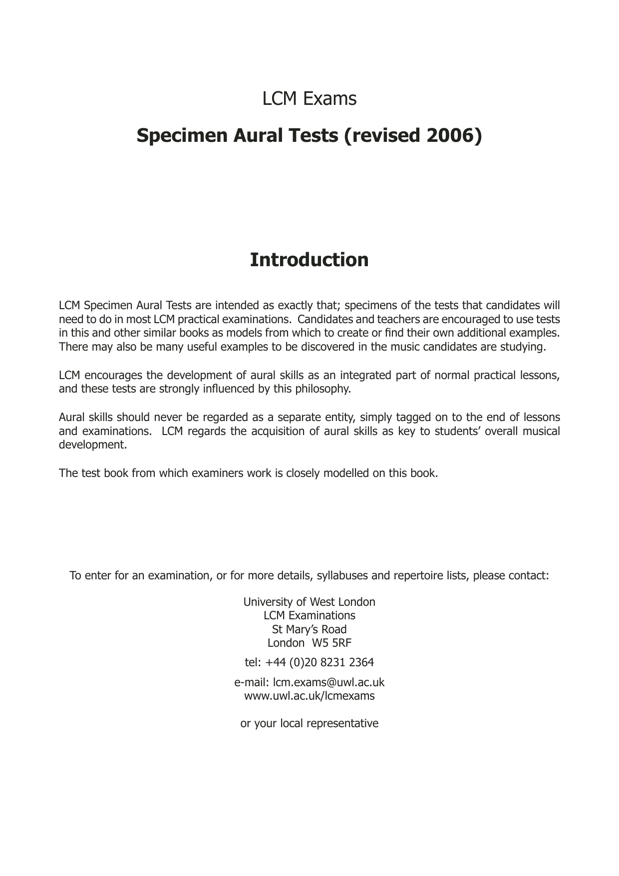 LCME LCM Aural Handbook sheet music notes and chords arranged for Instrumental Method