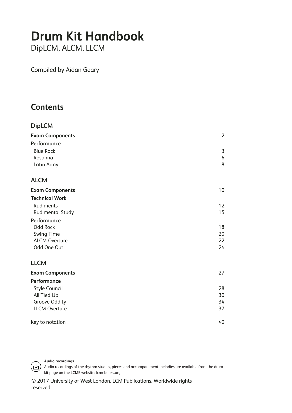 LCME LCME Drum Kit Handbook DipLCME ALCME LLCME sheet music notes and chords arranged for Instrumental Method