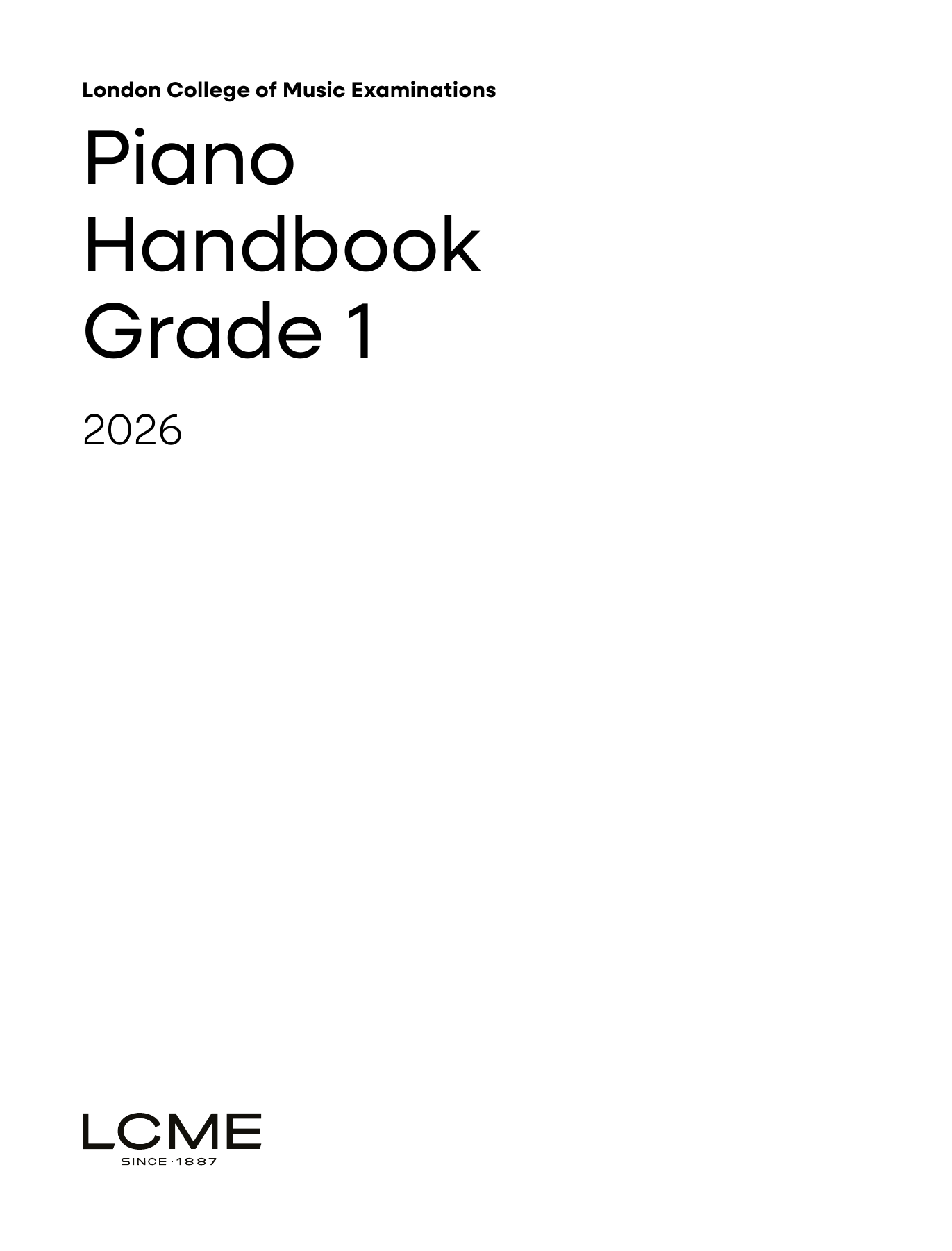LCME LCME Piano Handbook 2026: Grade 1 sheet music notes and chords arranged for Instrumental Method