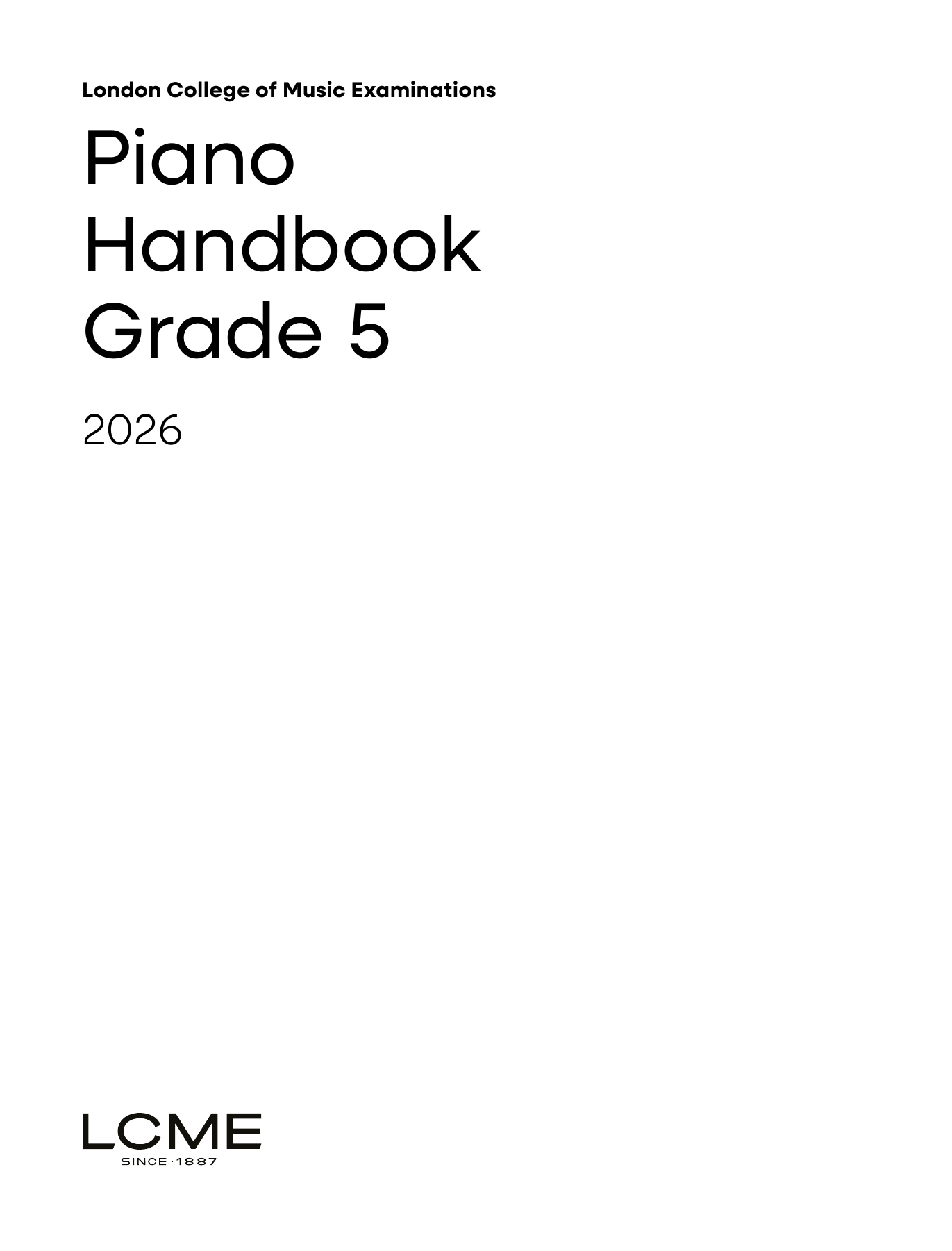 LCME LCME Piano Handbook 2026: Grade 5 sheet music notes and chords arranged for Instrumental Method