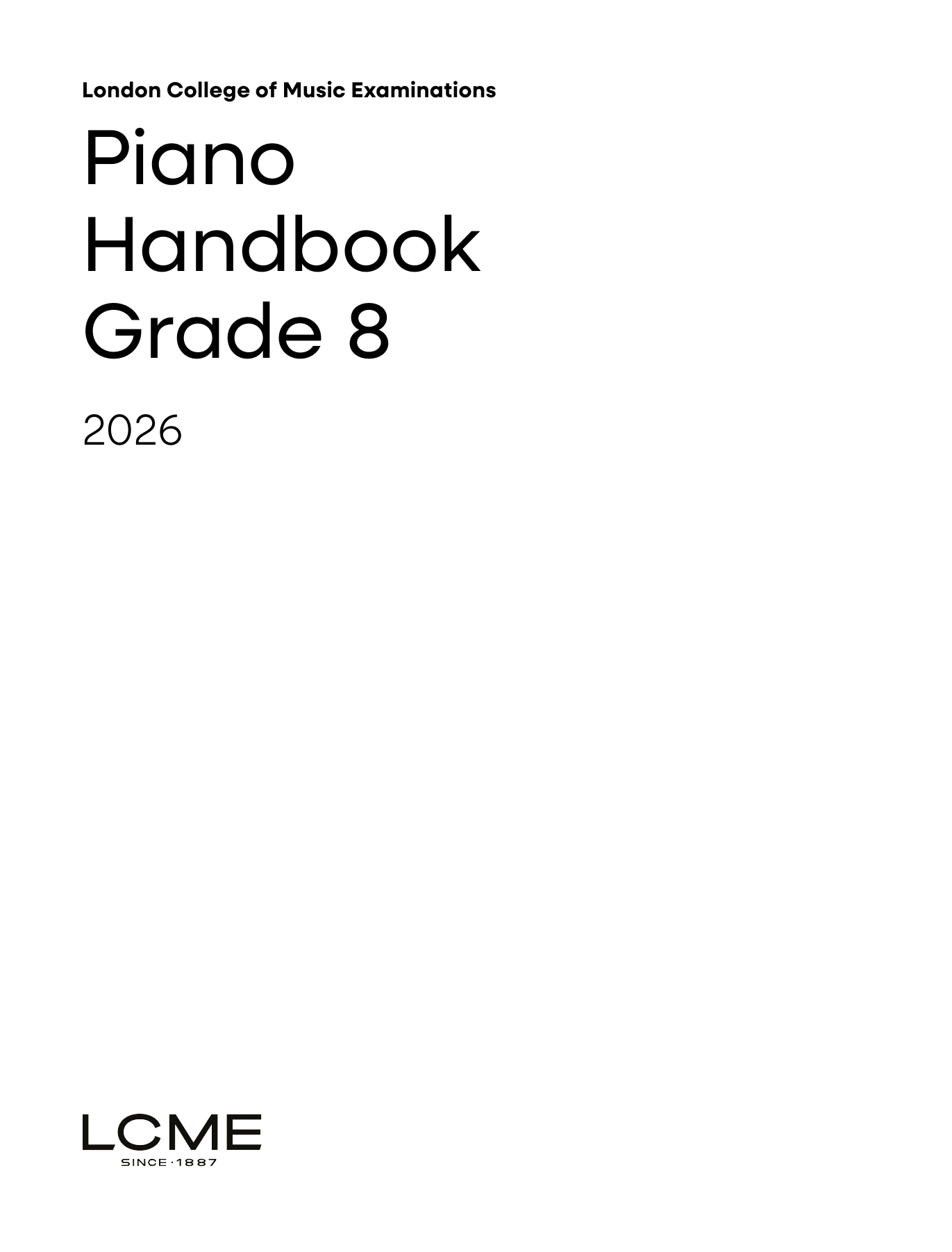 LCME LCME Piano Handbook 2026: Grade 8 sheet music notes and chords arranged for Instrumental Method