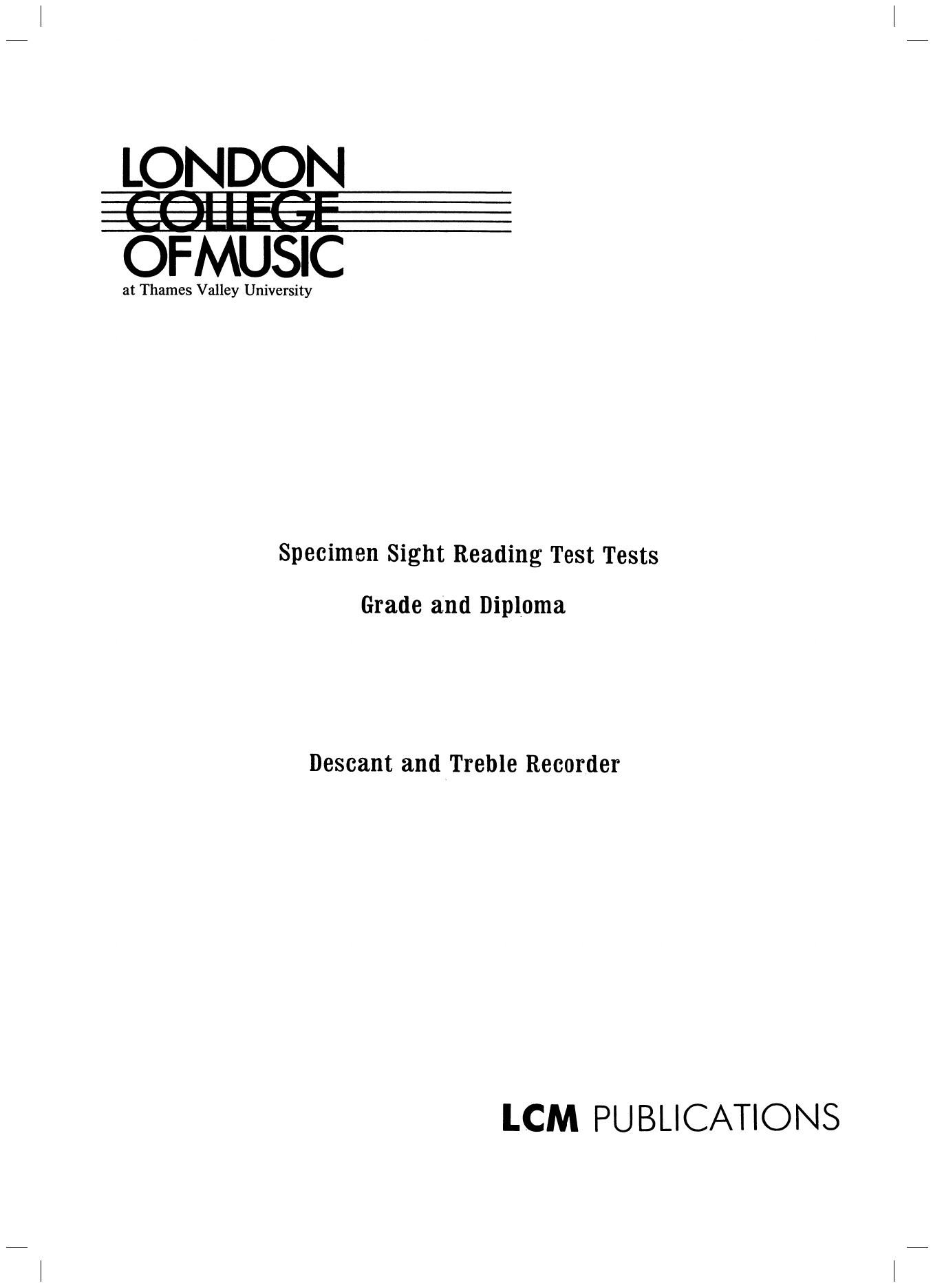 LCME Recorder Specimen Sight Reading sheet music notes and chords arranged for Instrumental Method