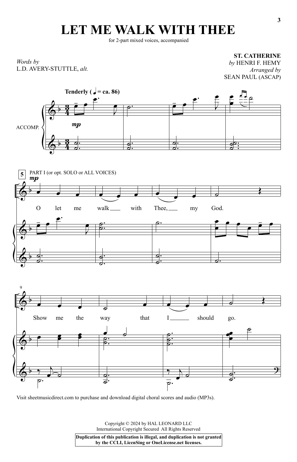 L.D. Avery-Stuttle Let Me Walk With Thee (arr. Sean Paul) sheet music notes and chords arranged for 2-Part Choir