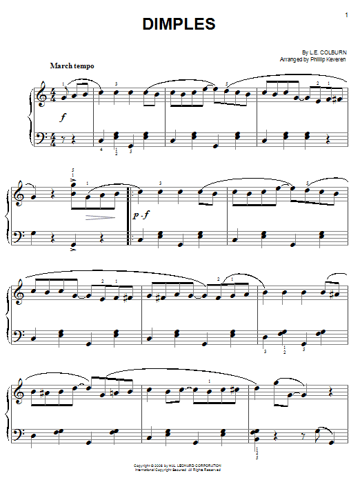 L.E. Colburn Dimples (arr. Phillip Keveren) sheet music notes and chords arranged for Easy Piano