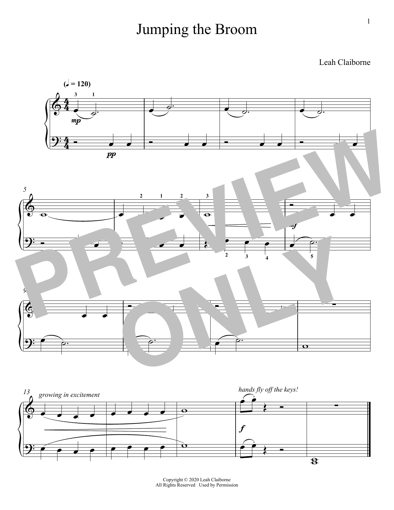 Leah Claiborne Jumping The Broom sheet music notes and chords arranged for Piano Solo