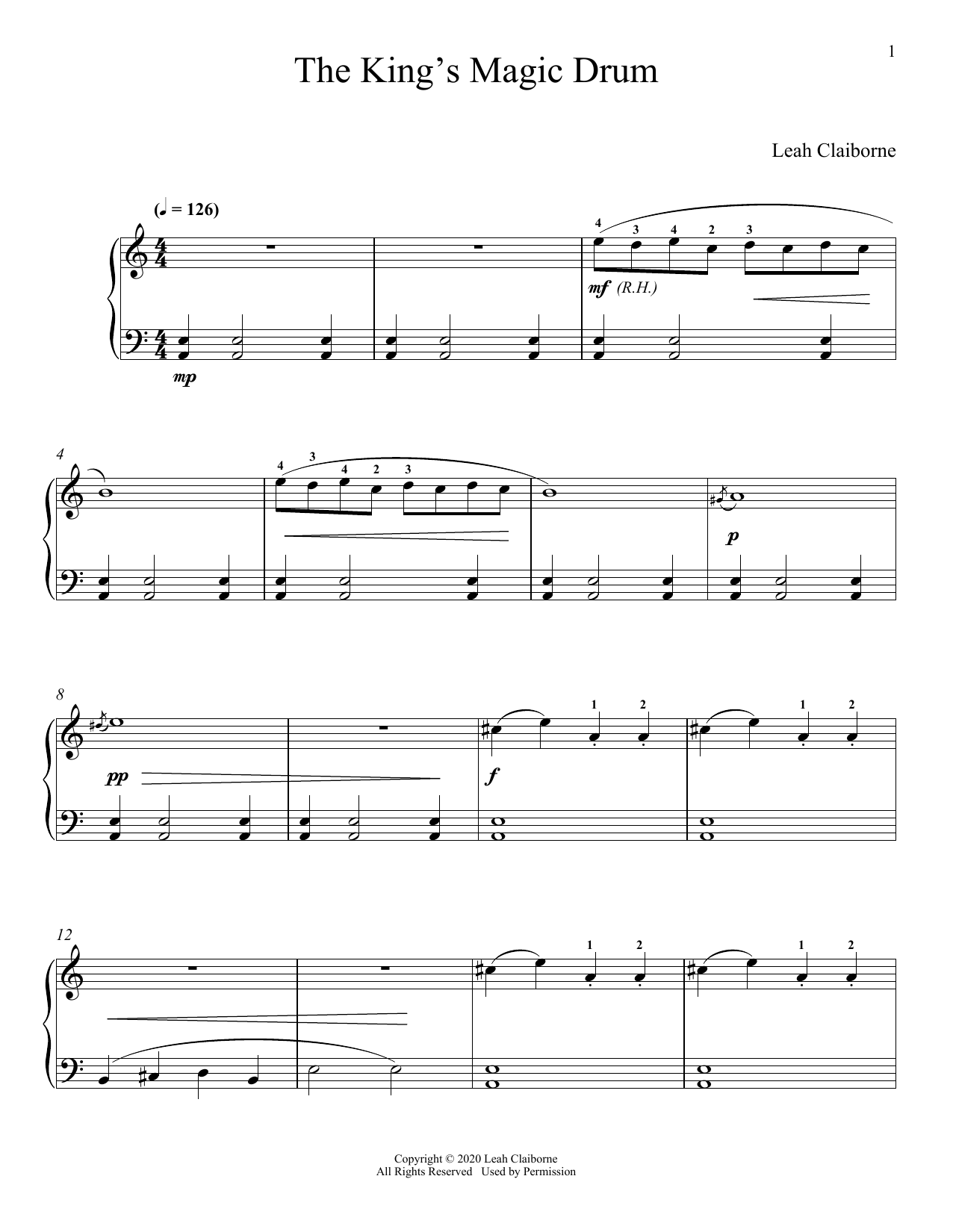 Leah Claiborne The King's Magic Drum sheet music notes and chords arranged for Piano Solo
