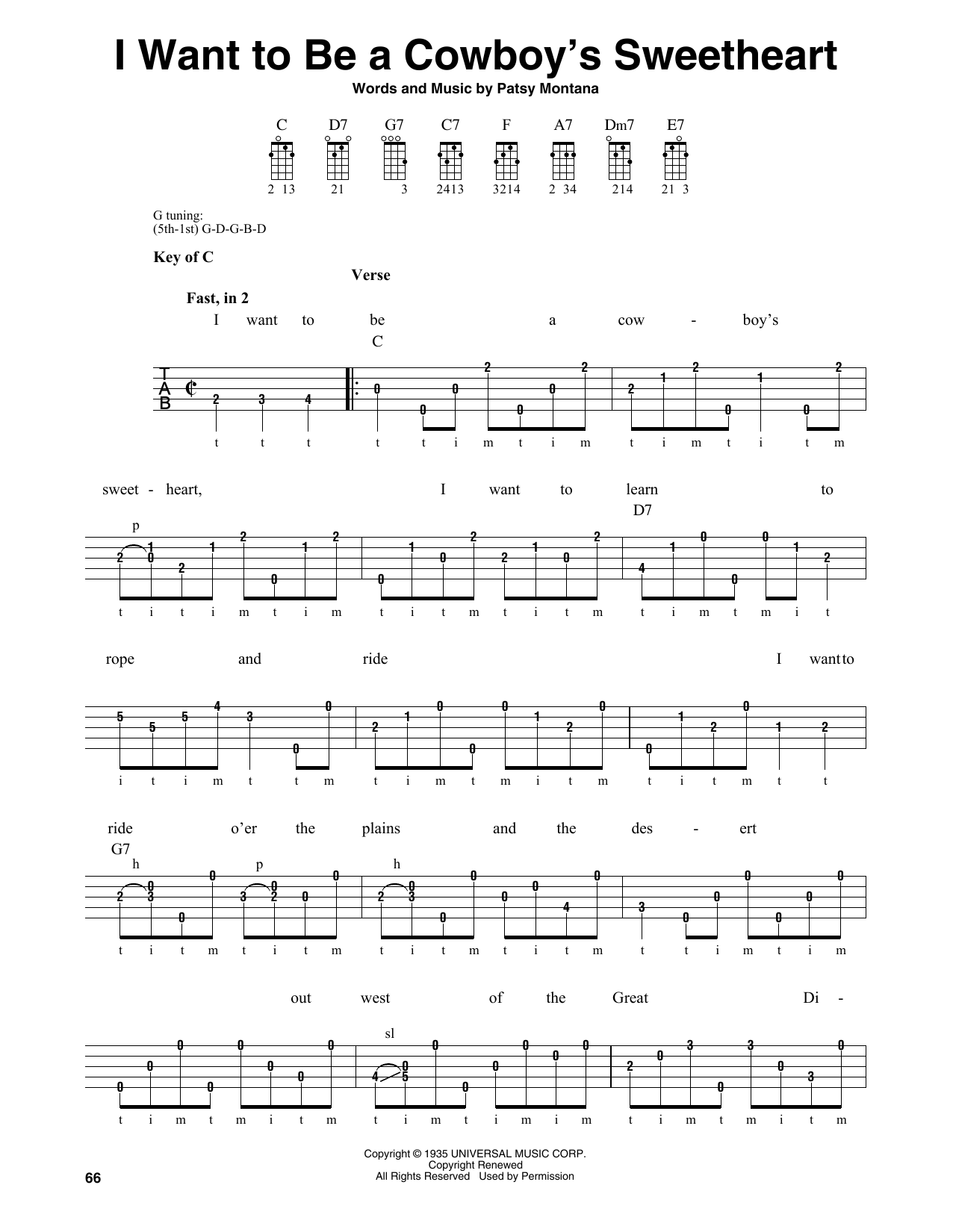 LeAnn Rimes I Want To Be A Cowboy's Sweetheart sheet music notes and chords arranged for Banjo Tab