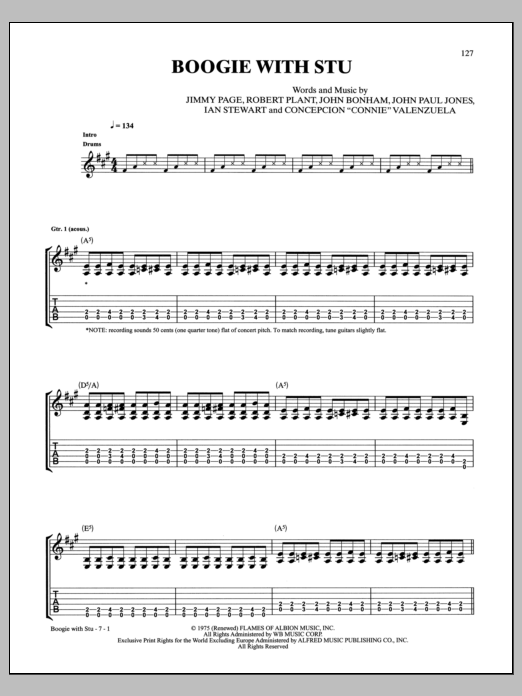 Led Zeppelin Boogie With Stu sheet music notes and chords arranged for Guitar Tab
