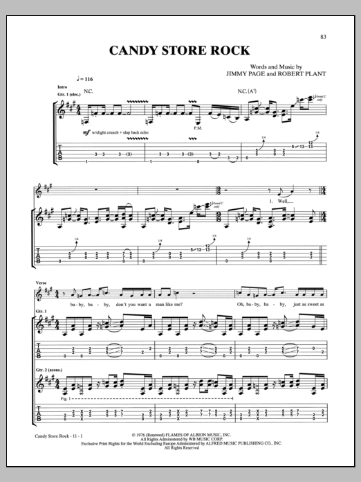 Led Zeppelin Candy Store Rock sheet music notes and chords arranged for Guitar Tab