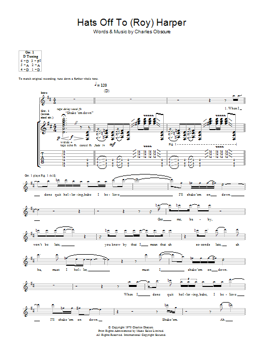Led Zeppelin Hats Off To (Roy) Harper sheet music notes and chords arranged for Guitar Tab