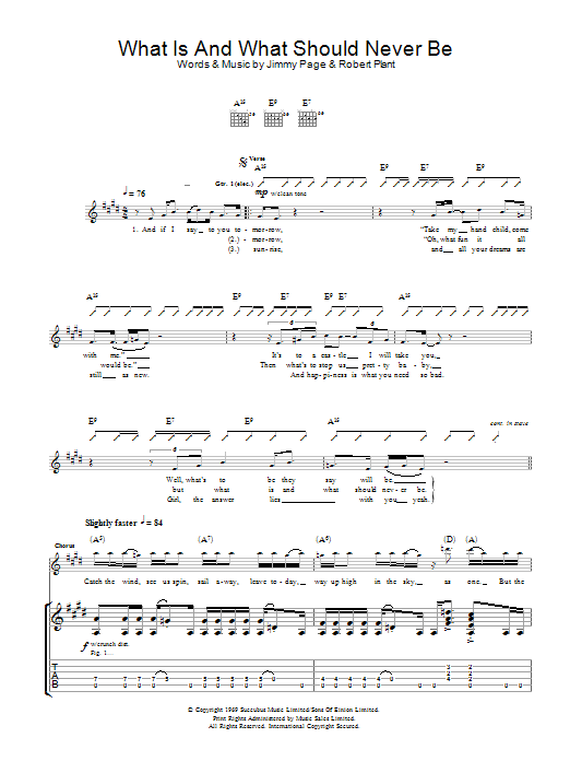 Led Zeppelin What Is And What Should Never Be sheet music notes and chords arranged for Guitar Tab