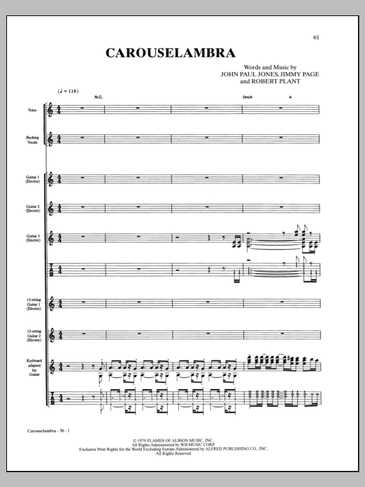 Led Zeppelin Carouselambra sheet music notes and chords arranged for Guitar Tab
