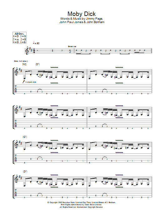 Led Zeppelin Moby Dick sheet music notes and chords arranged for Guitar Tab