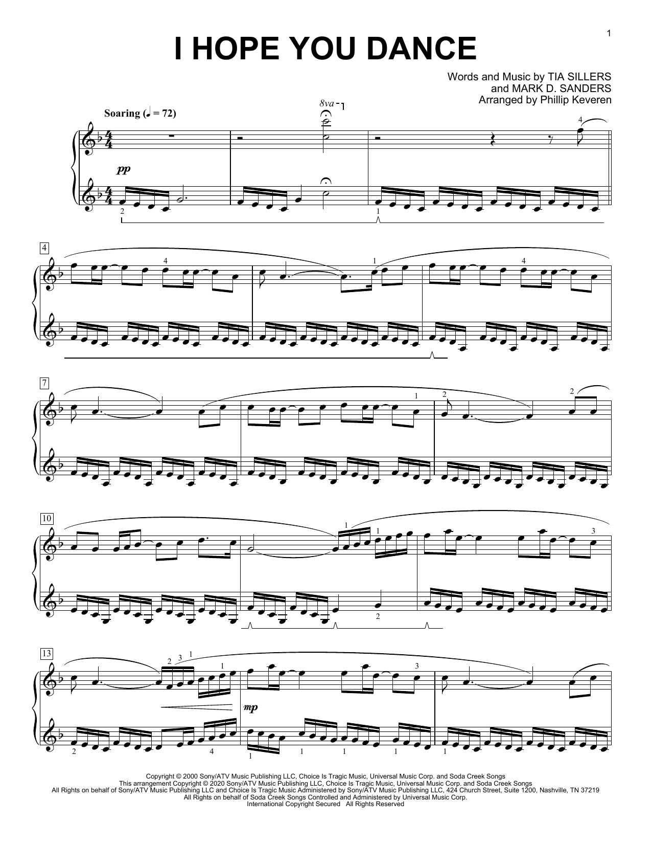 Lee Ann Womack with Sons of the Desert I Hope You Dance [Classical version] (arr. Phillip Keveren) sheet music notes and chords arranged for Piano Solo